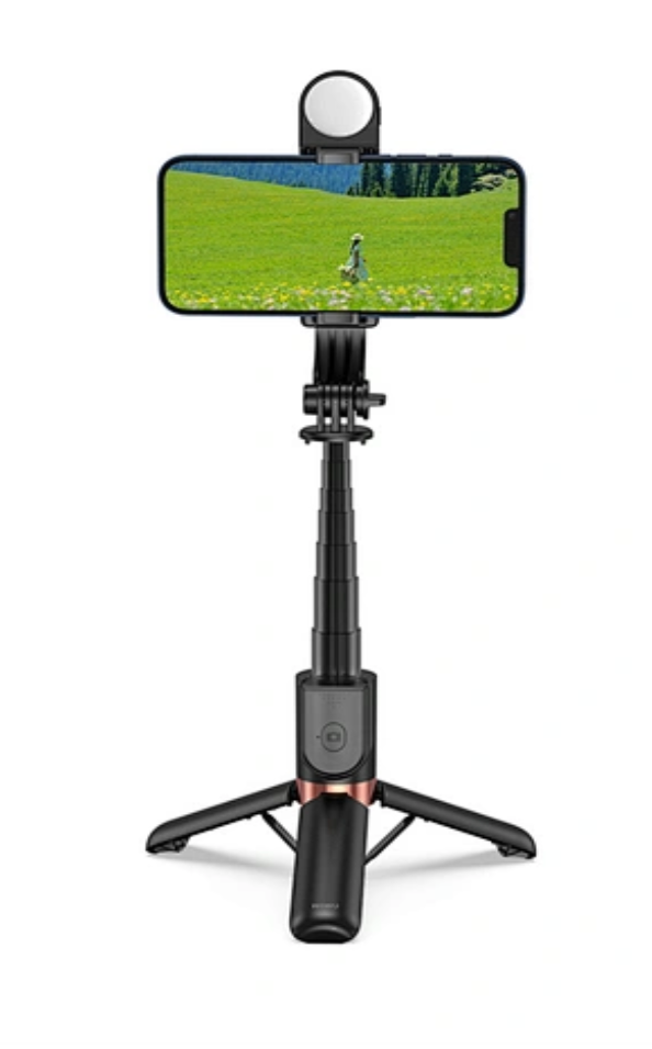 WiWu Mini Tripod Selfie Stick SE011 with Bluetooth Remote, Adjustable Phone Holder and Extendable Monopod – Compact and Portable