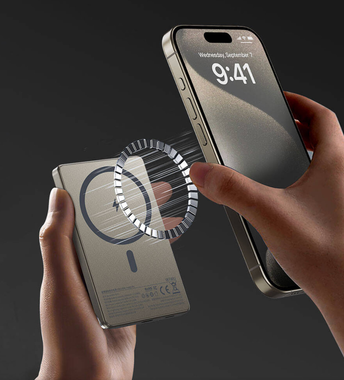 WiWu 10,000 mAh Magnetic Power Bank P020 Fast Wireless Charger MagSafe Compatible Portable Battery Pack